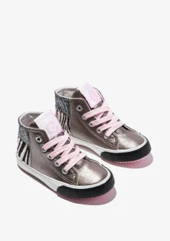 Tênis Casuais-Conguitos Tênis De Cano Alto Com Retalhos Multicoloridos Para Menina