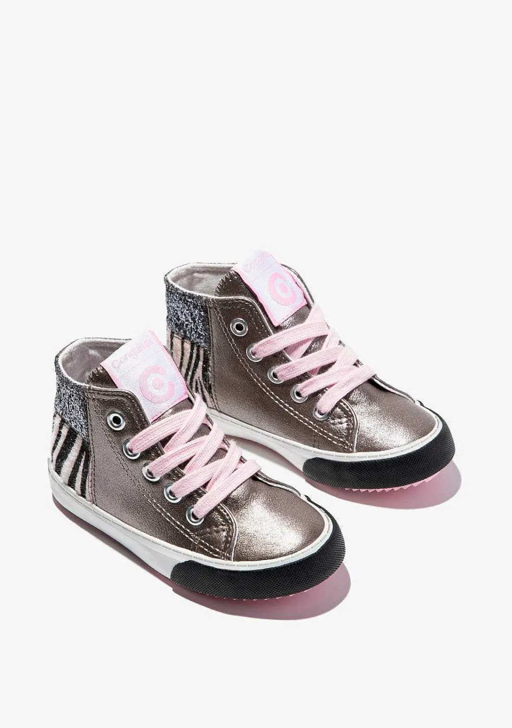 Tênis Casuais-Conguitos Tênis De Cano Alto Com Retalhos Multicoloridos Para Menina