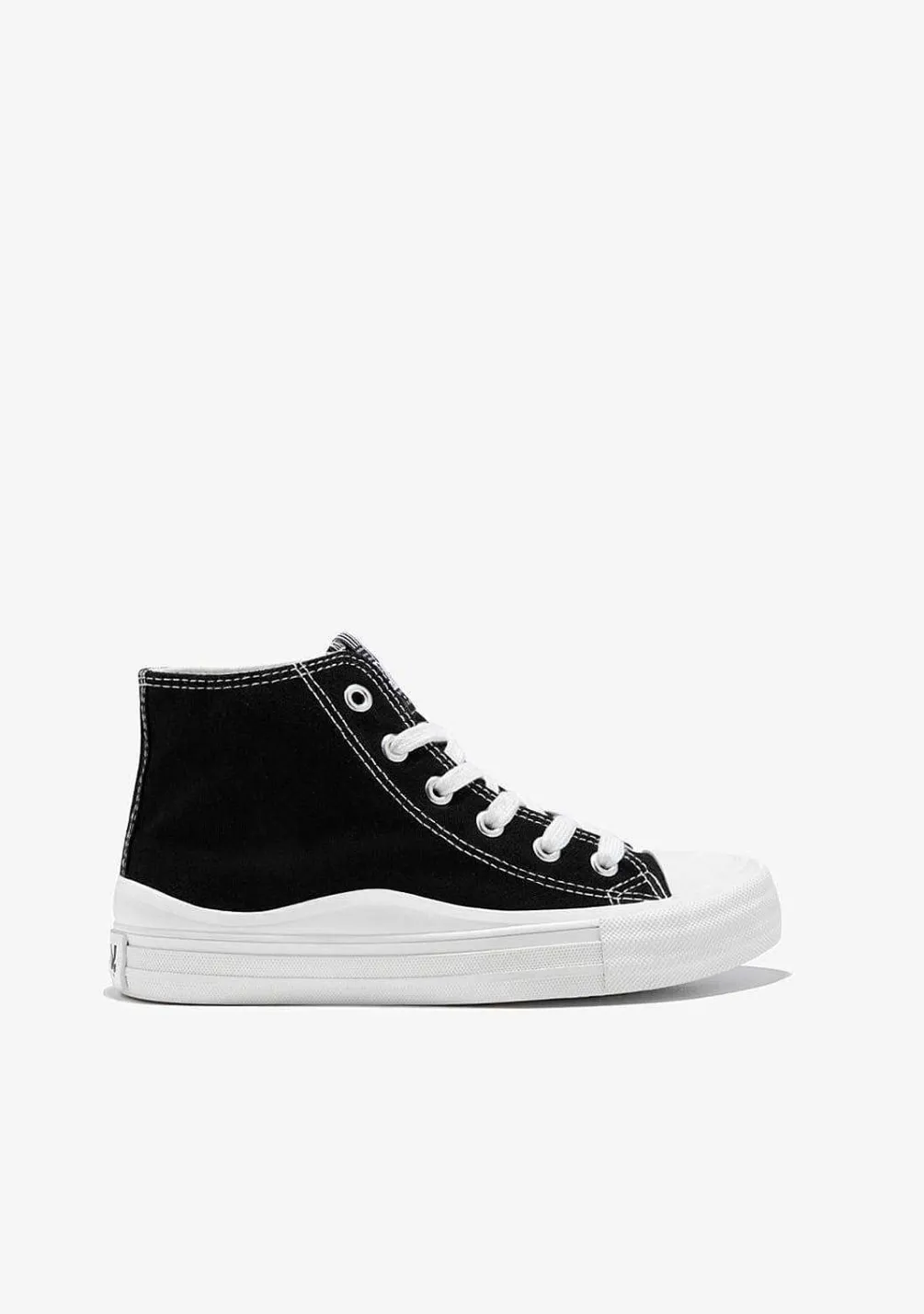 Tênis Casuais-Conguitos Tênis De Cano Alto Em Lona Preta Preto E Branco