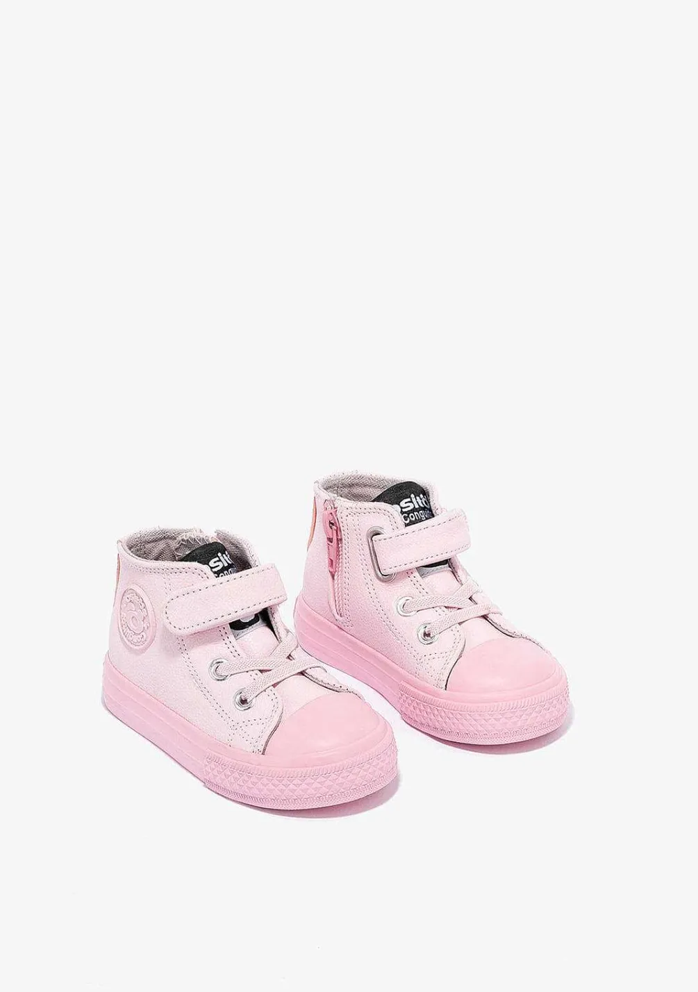 Tênis Casuais-Conguitos Tênis De Cano Alto Rosa Color Block Para Bebé