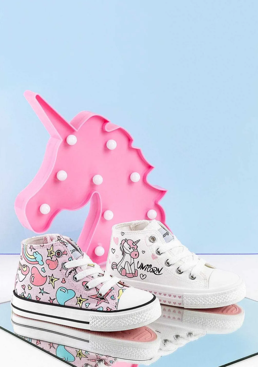 Tênis Casuais-Conguitos Tênis De Cano Alto Unicornio Rosa Feminino
