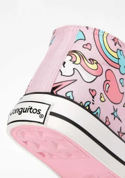 Tênis Casuais-Conguitos Tênis De Cano Alto Unicornio Rosa Feminino
