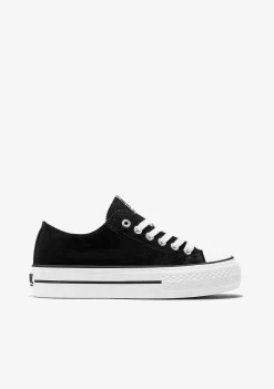 Tênis Casuais-Conguitos Tênis De Lona Com Plataforma Preta Preto E Branco