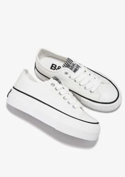 Sapatos De Menina-Conguitos Tênis De Lona Com Plataforma Branca Preto E Branco