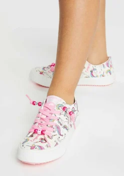 Sapatos De Menina-Conguitos Tênis De Lona Unicornio Branco