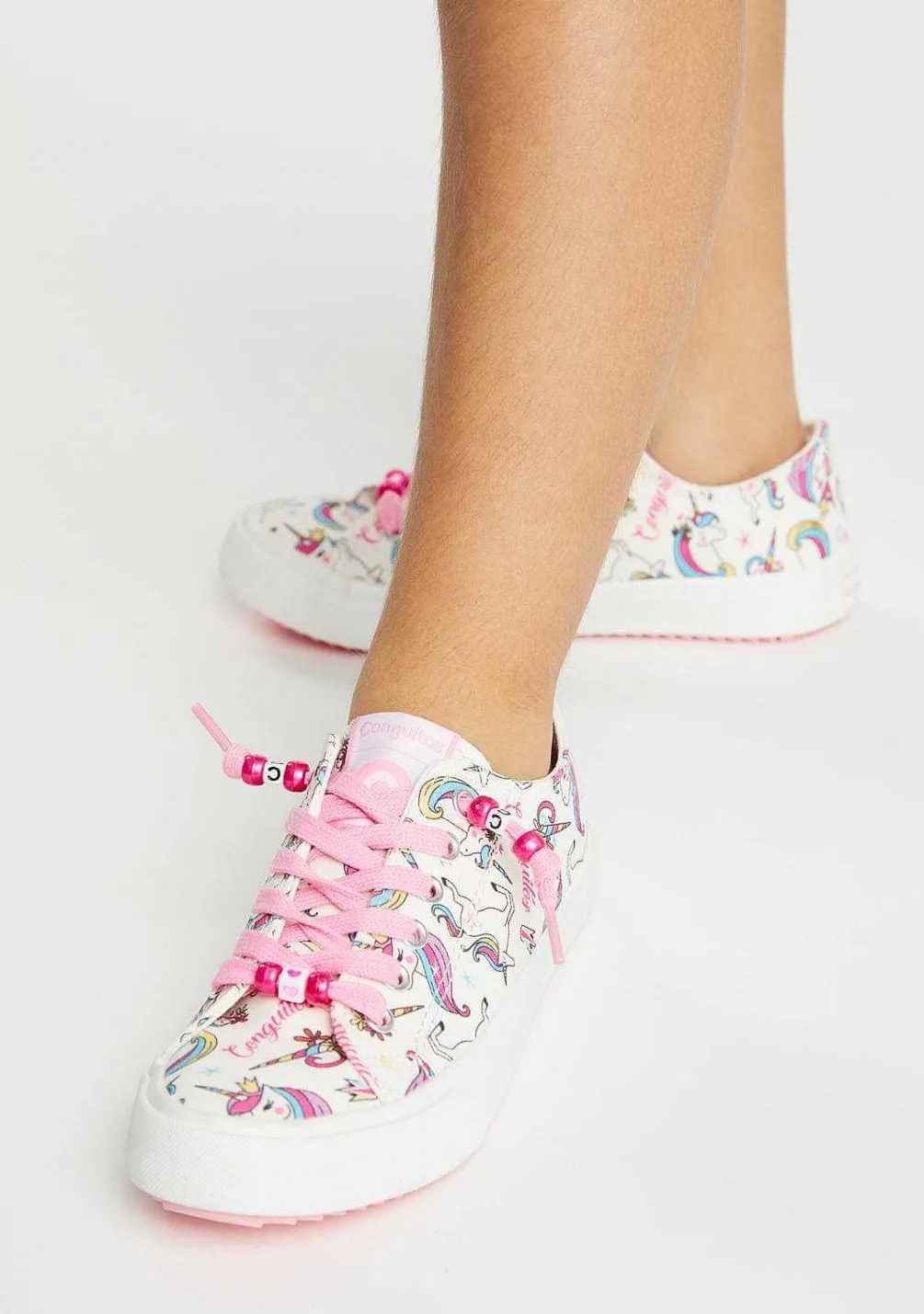 Sapatos De Menina-Conguitos Tênis De Lona Unicornio Branco