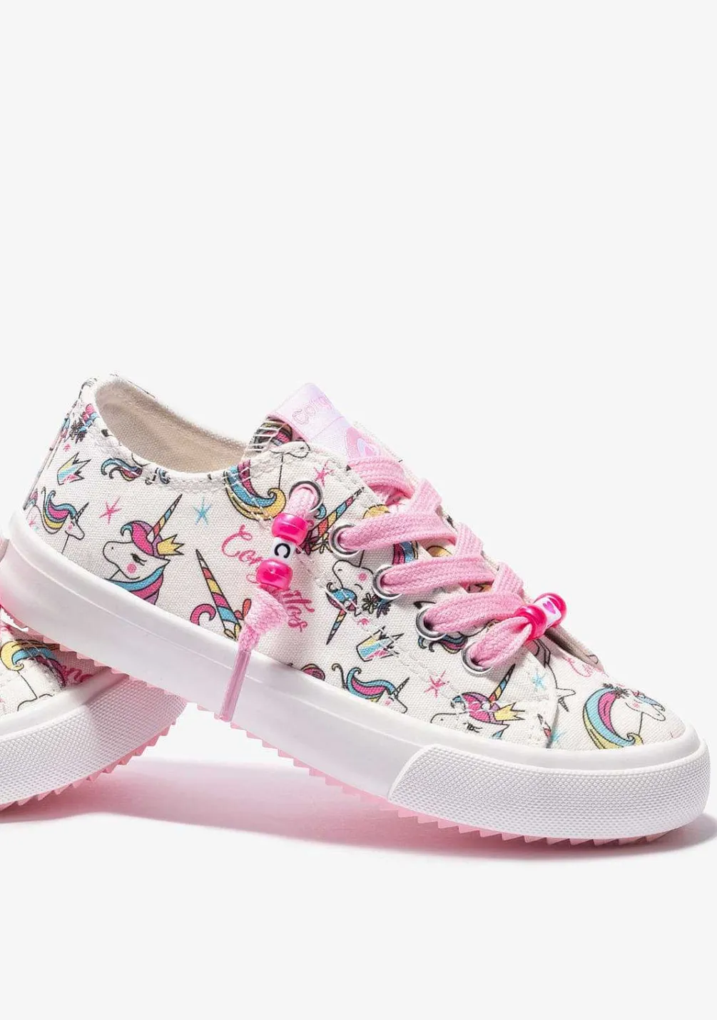 Sapatos De Menina-Conguitos Tênis De Lona Unicornio Branco