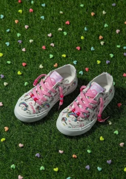 Sapatos De Menina-Conguitos Tênis De Lona Unicornio Branco