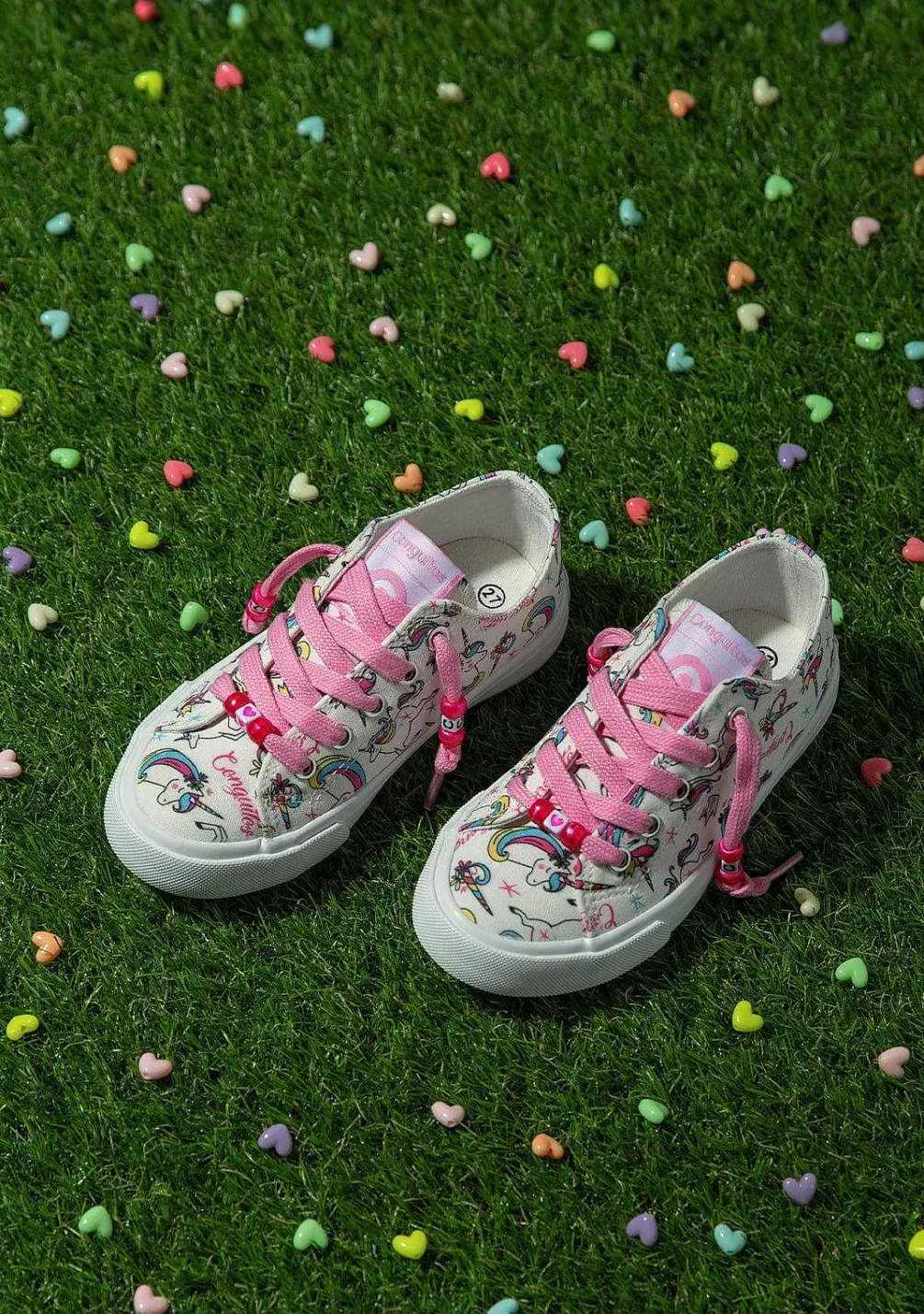 Sapatos De Menina-Conguitos Tênis De Lona Unicornio Branco