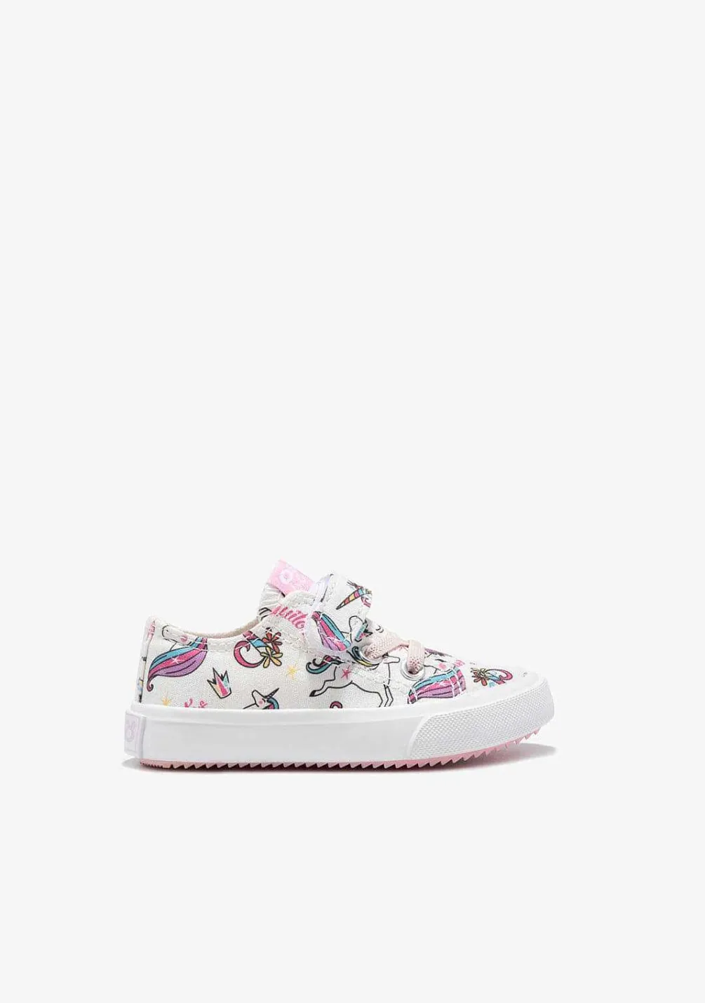 Sapatos De Menina-Conguitos Tênis De Tira Adesiva De Unicornio De Lona Branca