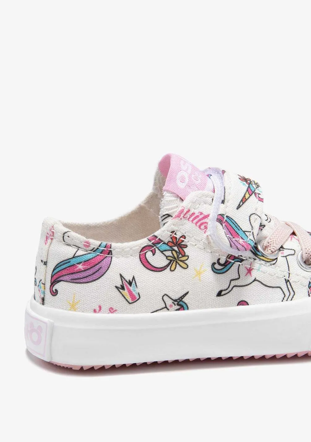 Sapatos De Menina-Conguitos Tênis De Tira Adesiva De Unicornio De Lona Branca