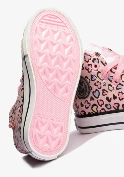 Tênis Casuais-Conguitos Tênis Feminino Cano Alto Com Estampa Rosa E Coracoes