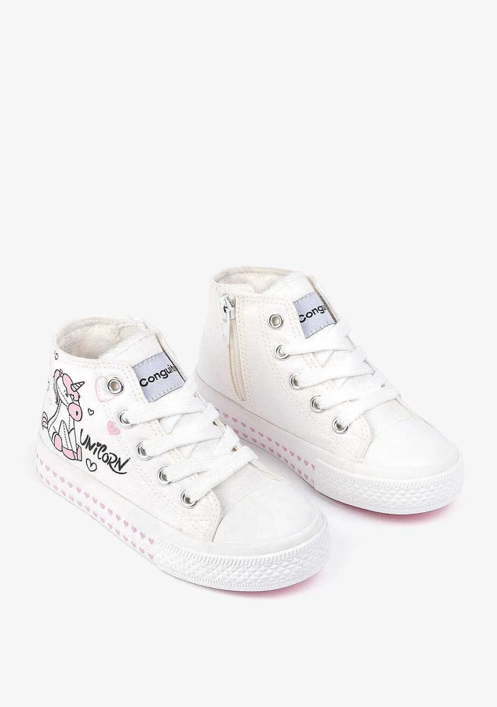 Tênis Casuais-Conguitos Tênis Feminino Cano Alto Com Estampa De Unicornio