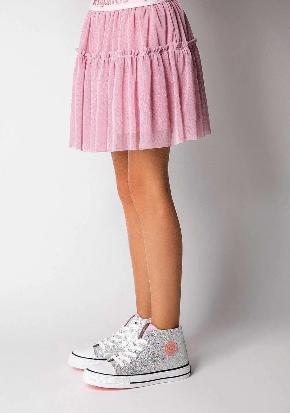 Tênis Casuais-Conguitos Tênis Feminino Cano Alto Com Brilho Prateado