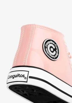 Tênis Casuais-Conguitos Tênis Feminino De Cano Alto Rosa Envernizado