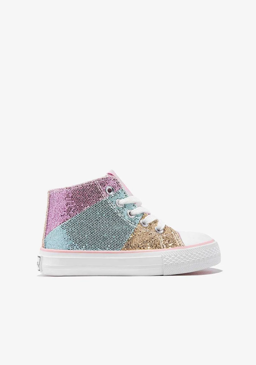 Sapatos De Menina-Conguitos Tênis Hi Top Glitter Patchwork