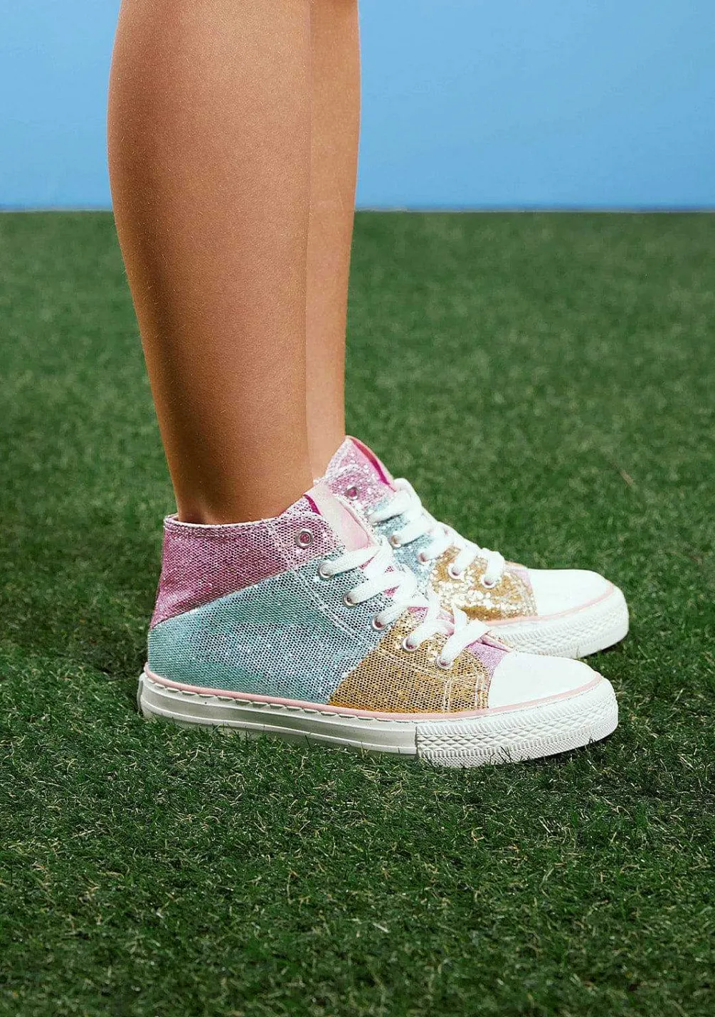 Sapatos De Menina-Conguitos Tênis Hi Top Glitter Patchwork