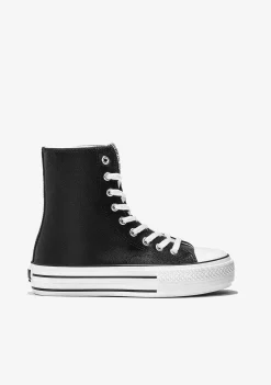 Tênis Casuais-Conguitos Tênis Hi-Top Com Plataforma Preta Nappa