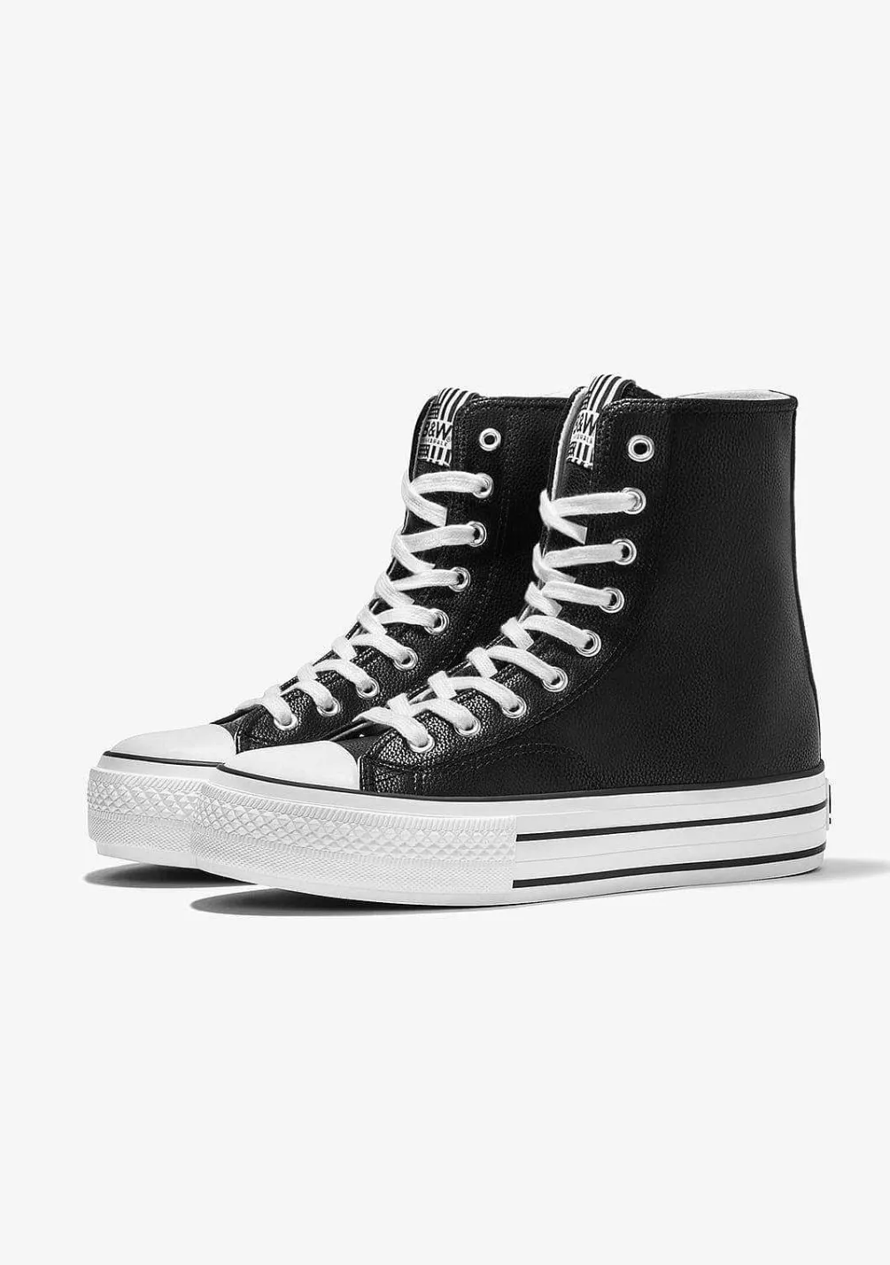 Tênis Casuais-Conguitos Tênis Hi-Top Com Plataforma Preta Nappa