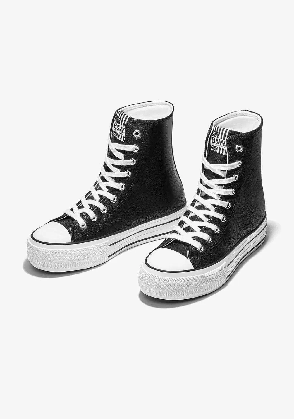 Tênis Casuais-Conguitos Tênis Hi-Top Com Plataforma Preta Nappa