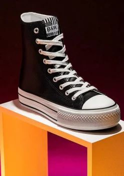 Tênis Casuais-Conguitos Tênis Hi-Top Com Plataforma Preta Nappa