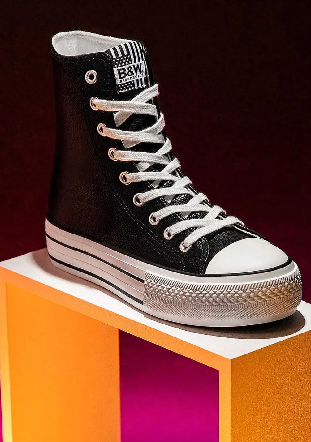 Tênis Casuais-Conguitos Tênis Hi-Top Com Plataforma Preta Nappa