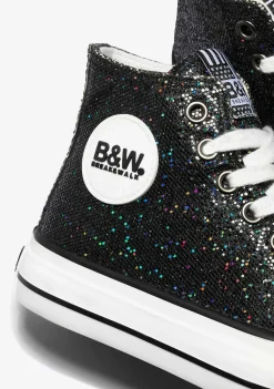 Tênis Casuais-Conguitos Tênis Hi-Top Preto Brilhante Feminino Preto E Branco