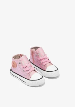 Tênis-Conguitos Tênis Hi-Top Rosa Glitter Para Bebé