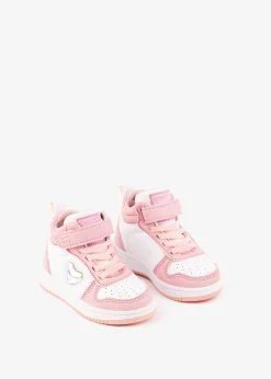 Tênis Com Luzes-Conguitos Tênis Hi-Top Rosa/Branco Com Luzes Bebé