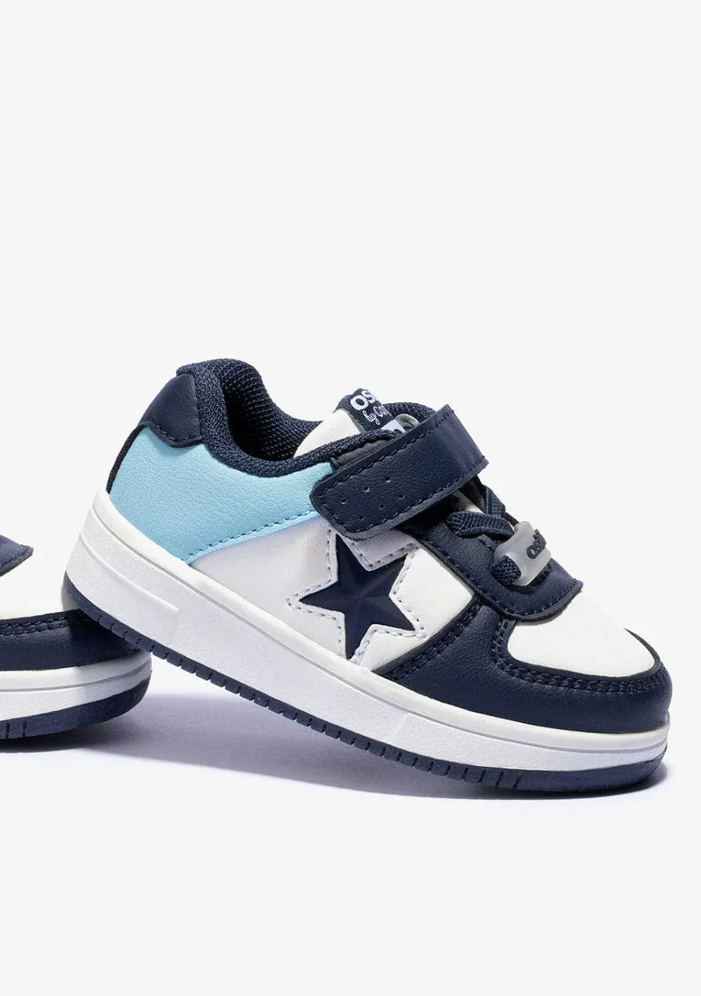 Tênis Com Luzes-Conguitos Tênis Infantil Branco Azul Com Luzes Star