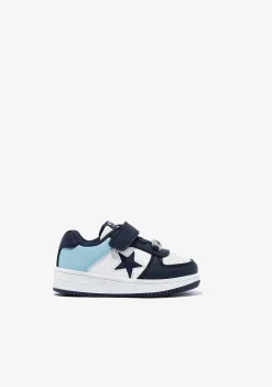 Tênis Com Luzes-Conguitos Tênis Infantil Branco Azul Com Luzes Star