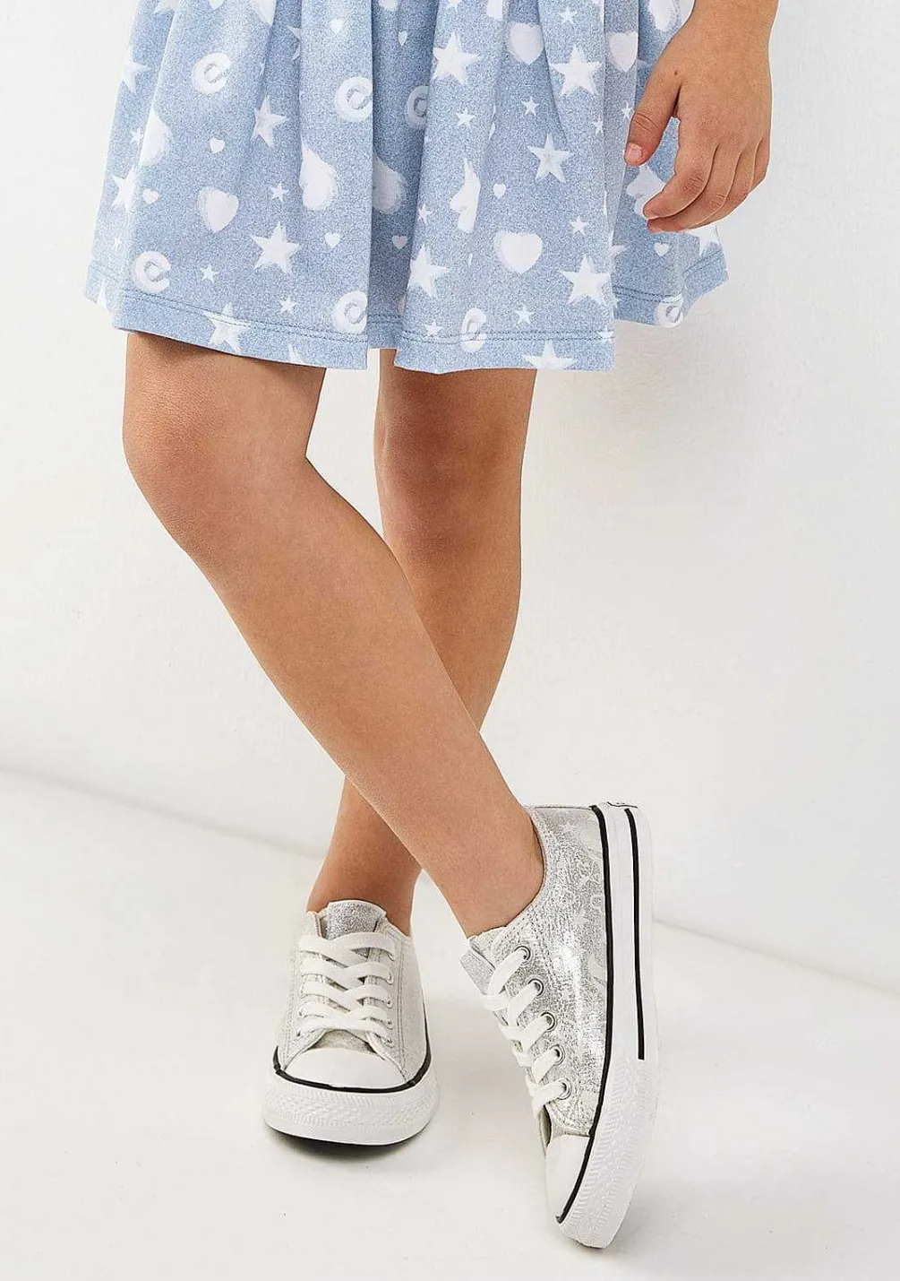 Sapatos De Menina-Conguitos Tênis Prateados Que Brilham No Escuro