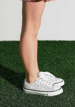 Sapatos De Menina-Conguitos Tênis Prateados Que Brilham No Escuro
