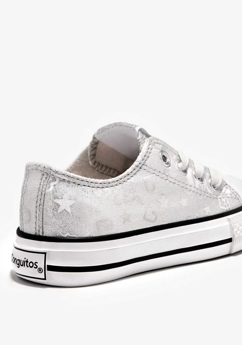 Sapatos De Menina-Conguitos Tênis Prateados Que Brilham No Escuro