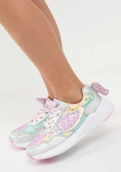 Sapatos De Menina-Conguitos Tênis Unicornio Glitter Com Luz Metalizada