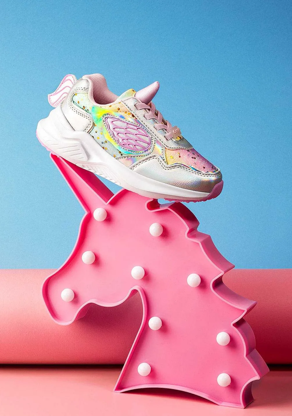 Sapatos De Menina-Conguitos Tênis Unicornio Glitter Com Luz Metalizada