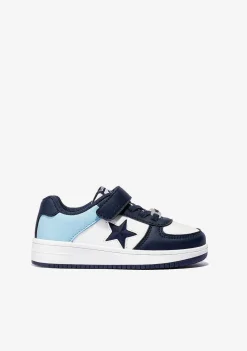 Tênis Com Luzes-Conguitos Tênis Unissex Branco Azul Com Luzes Star