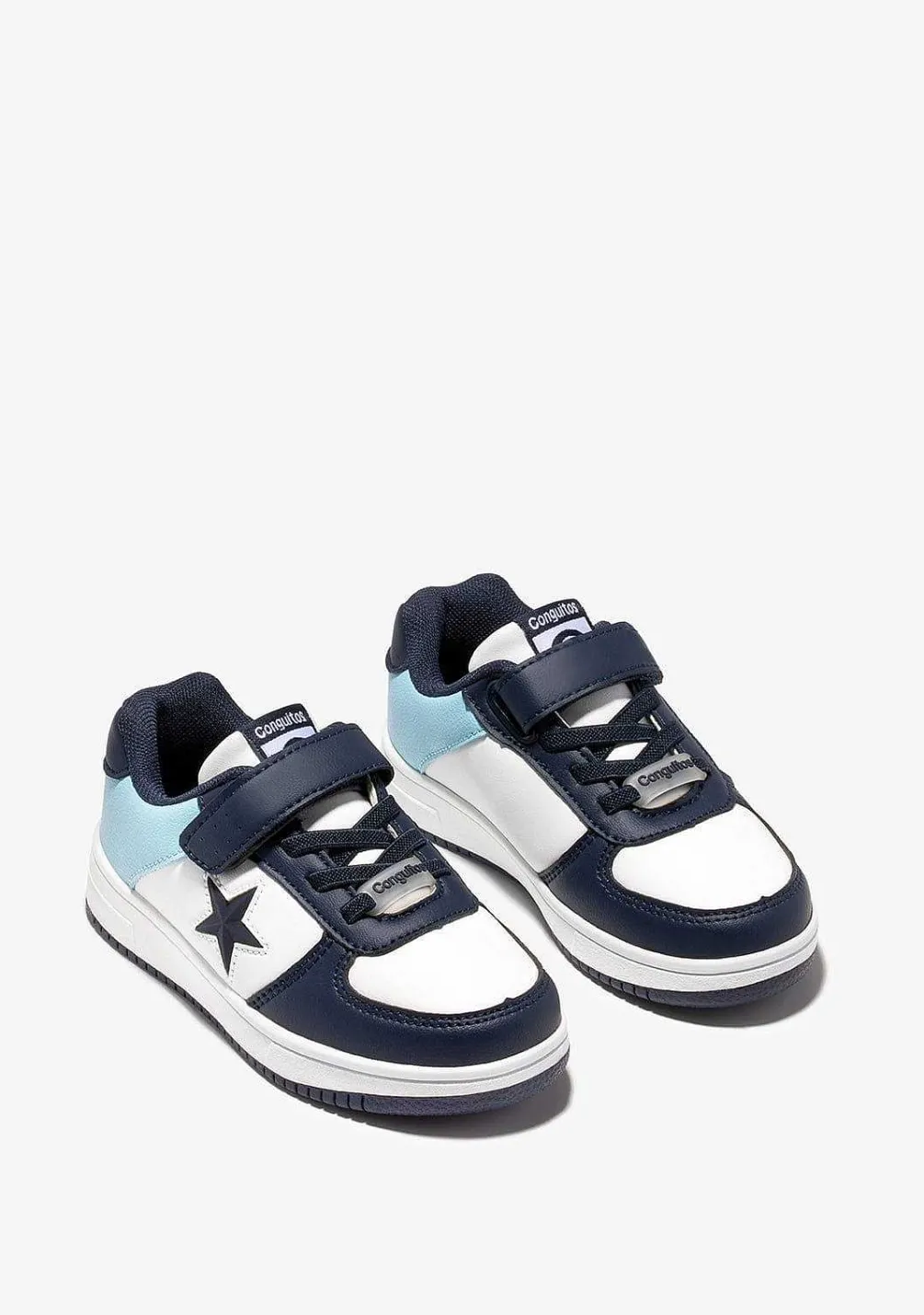 Tênis Com Luzes-Conguitos Tênis Unissex Branco Azul Com Luzes Star