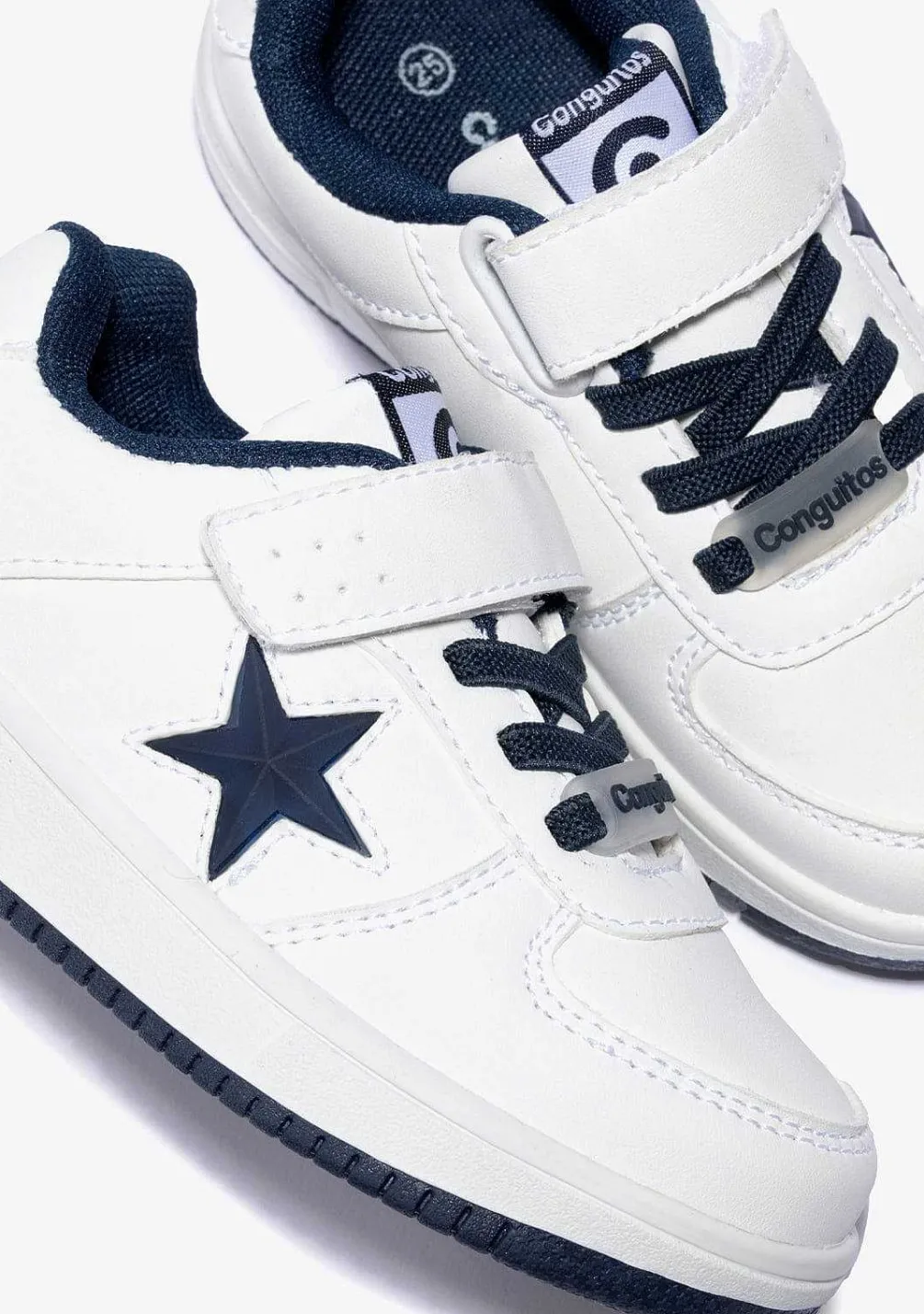 Tênis Com Luzes-Conguitos Tênis Unissex Branco Marinho Com Luzes Star