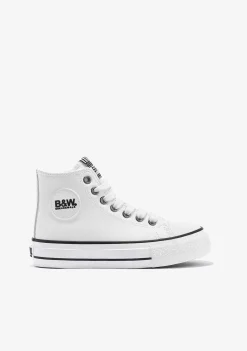 Tênis Casuais-Conguitos Tênis Unissex Com Logotipo Branco Hi-Top Napa B&W