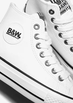 Tênis Casuais-Conguitos Tênis Unissex Com Logotipo Branco Hi-Top Napa B&W