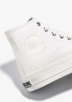 Tênis Casuais-Conguitos Tênis Unissex Com Logotipo Branco Hi-Top Em Lona Preto E Branco