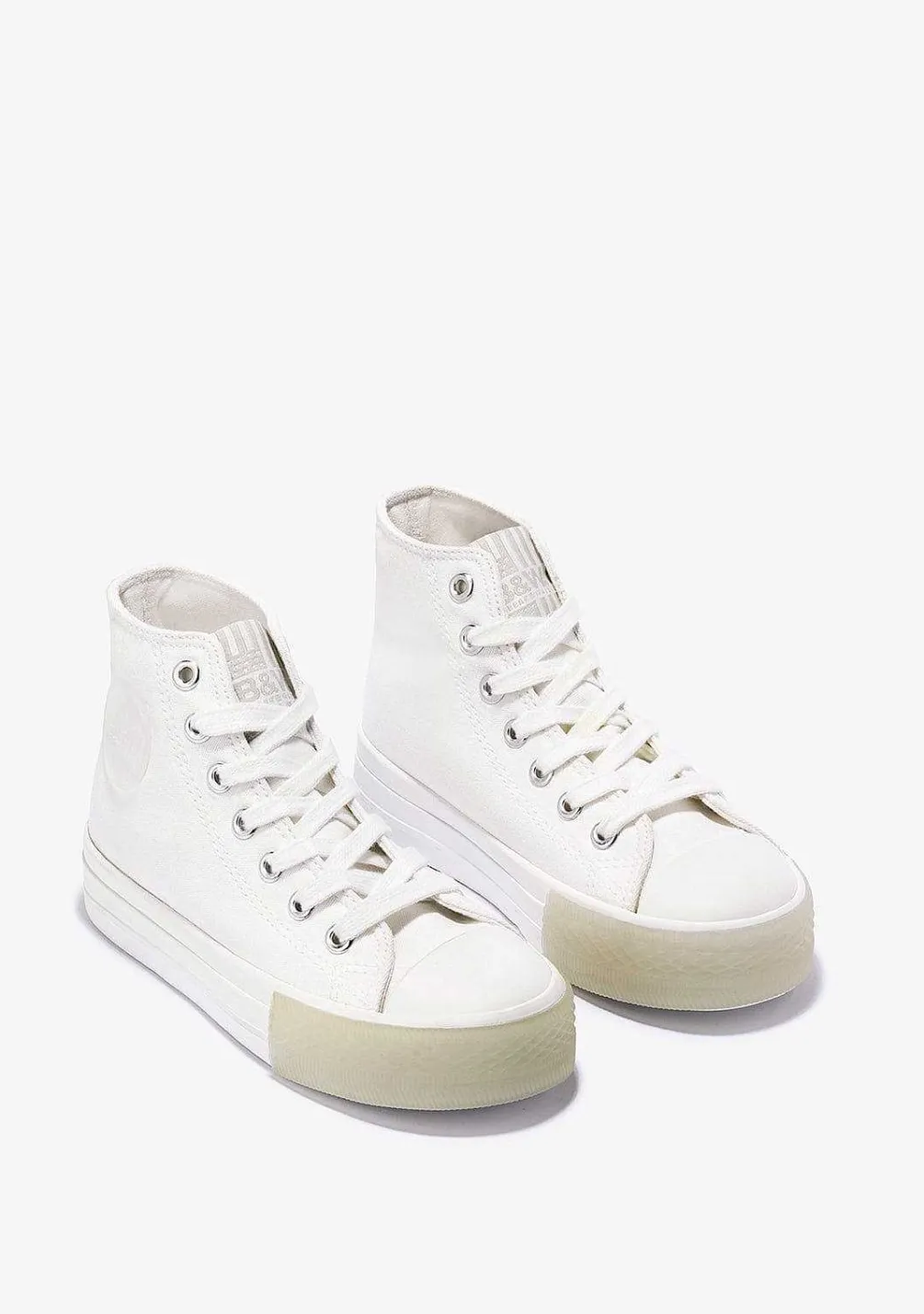 Tênis Casuais-Conguitos Tênis Unissex Com Logotipo Branco Hi-Top Em Lona Preto E Branco