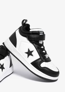 Tênis Com Luzes-Conguitos Tênis Unissex Preto Branco Com Luzes Hi-Top Napa