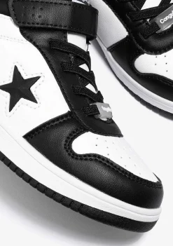 Tênis Com Luzes-Conguitos Tênis Unissex Preto Branco Com Luzes Hi-Top Napa