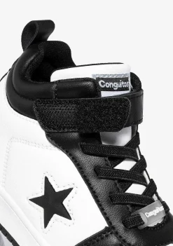 Tênis Com Luzes-Conguitos Tênis Unissex Preto Branco Com Luzes Hi-Top Napa