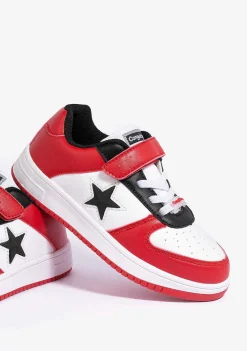Tênis Com Luzes-Conguitos Tênis Unissex Vermelho - Estrela Branca Com Luzes