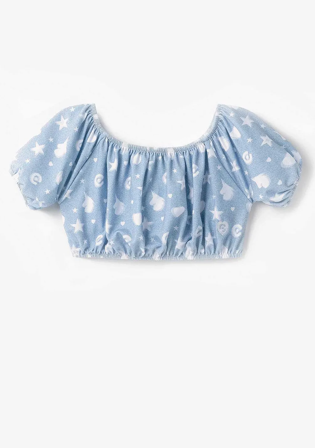 Roupas De Menina-Conguitos Top Azul Estrelas Unicornio