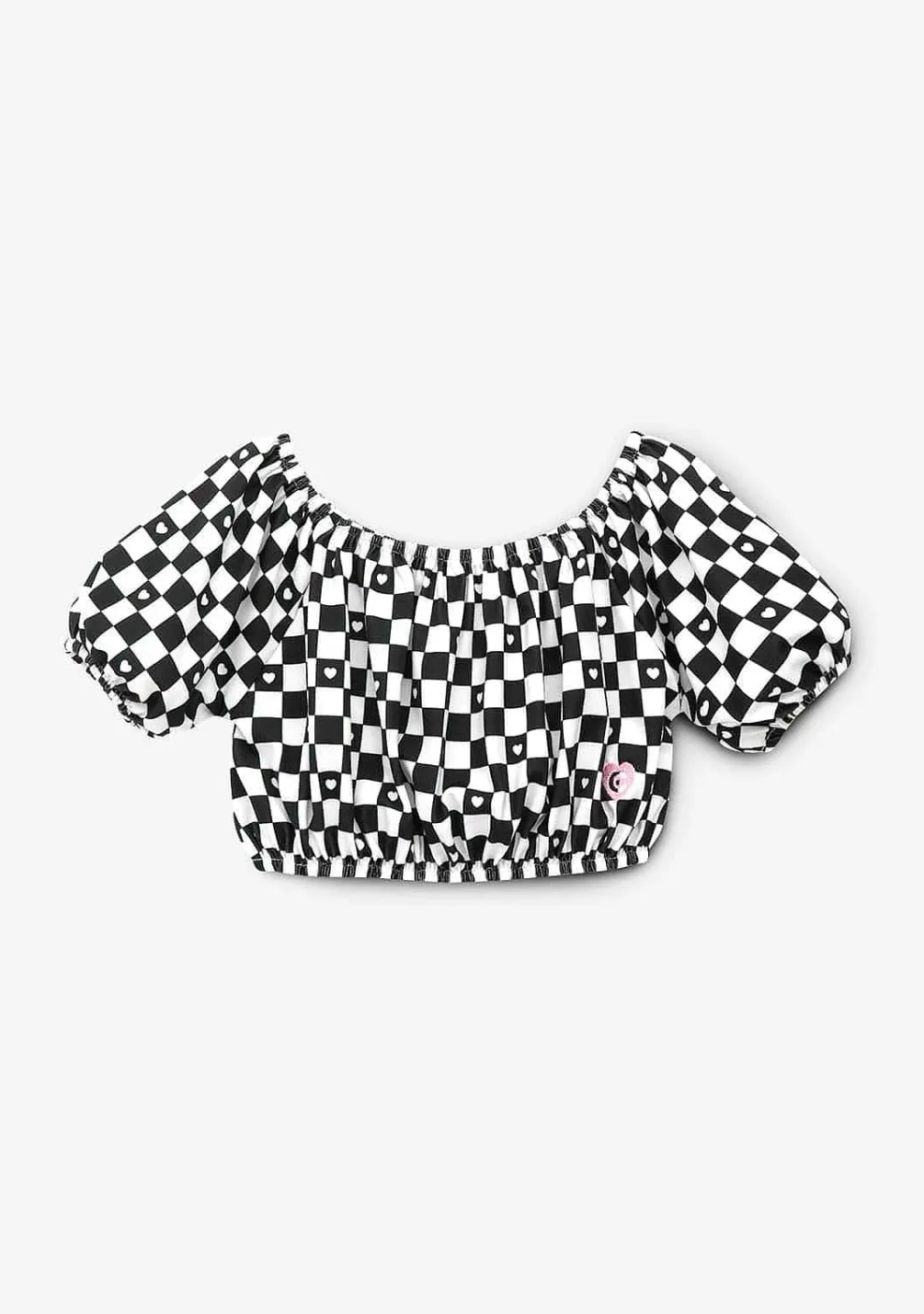 Camisetas-Conguitos Top Xadrez Preto Feminino