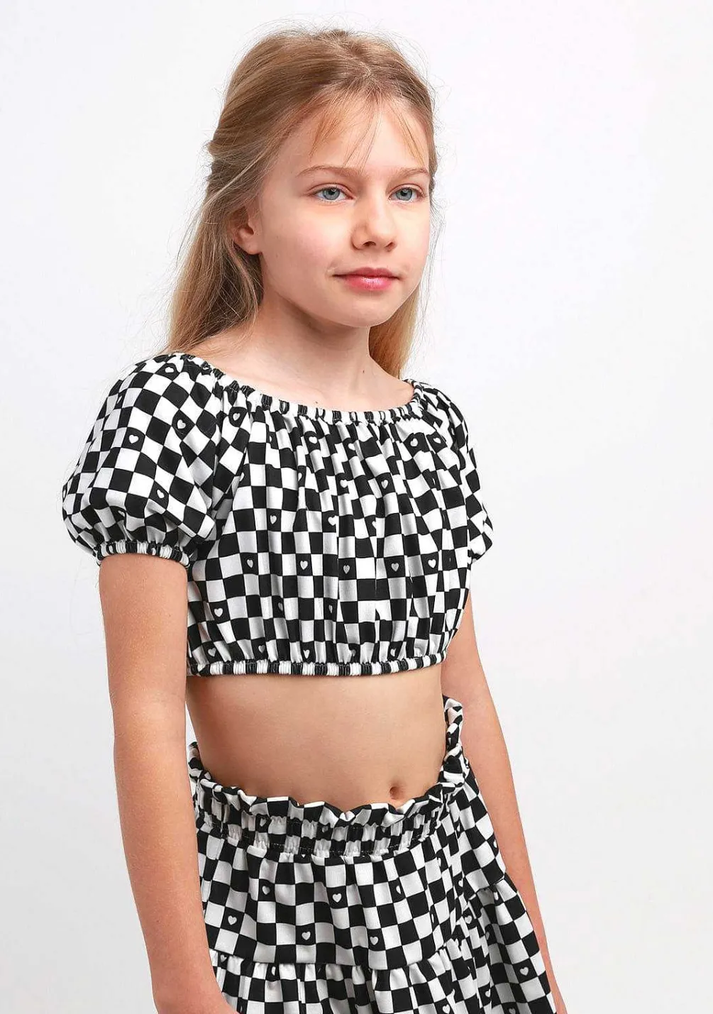 Camisetas-Conguitos Top Xadrez Preto Feminino